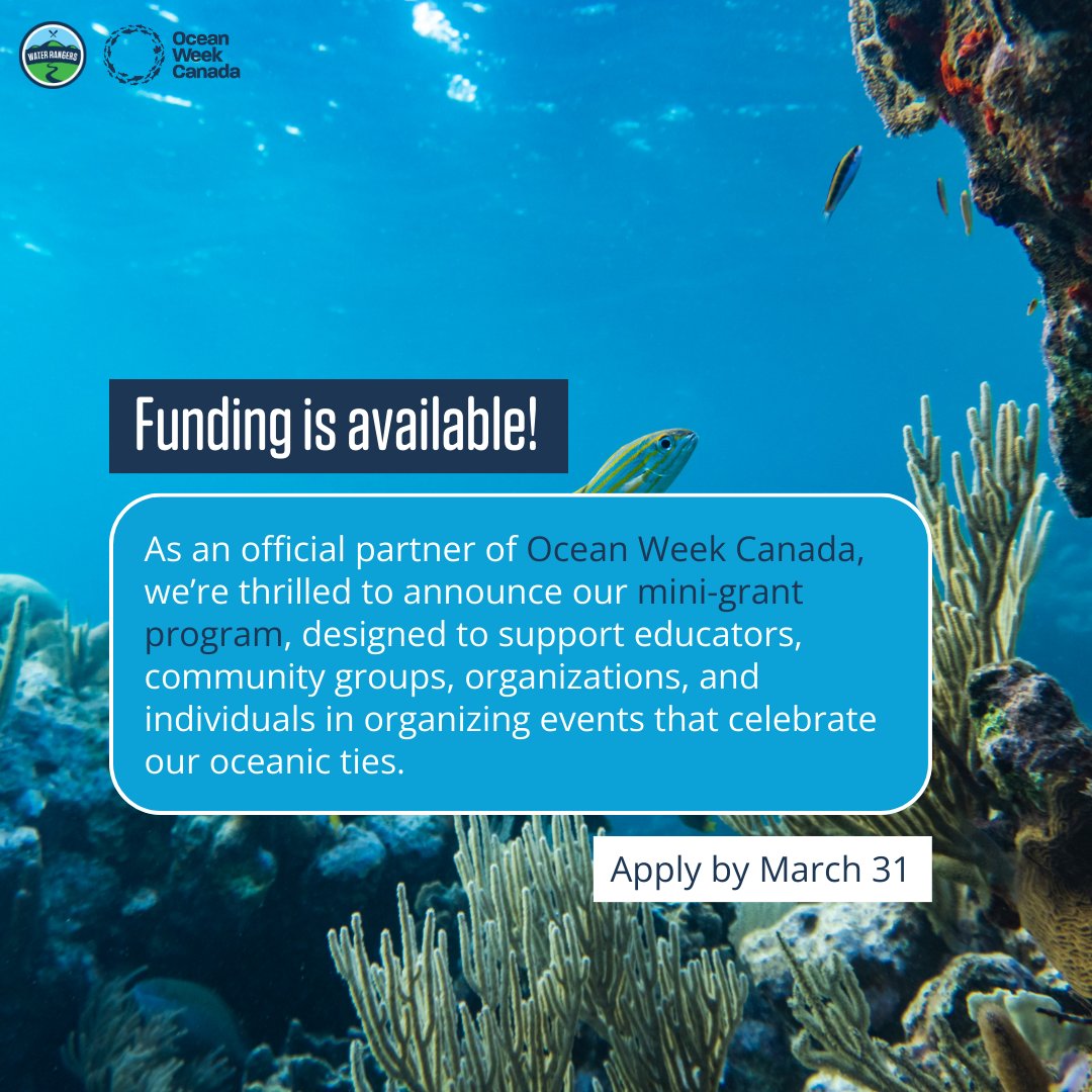 Water Rangers (@water_rangers) on Twitter photo Calling all educators, community groups, passionate individuals, and more...
This <a href="/OceanWeekCan/">Ocean Week Canada - Semaine de l'océan Canada</a> (June 1 to June 9), we want to help you organize a water testing event!
Details here: waterrangers.ca/grant-program-… Calling all educators, community groups, passionate individuals, and more...
This <a href="/OceanWeekCan/">Ocean Week Canada - Semaine de l'océan Canada</a> (June 1 to June 9), we want to help you organize a water testing event!
Details here: waterrangers.ca/grant-program-…
