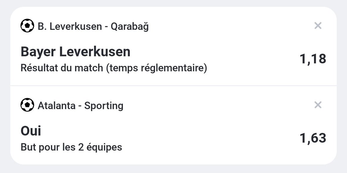 PronextApp's tweet photo. #CoursesChallenge 🛒
Bankroll de départ 200€
Bankroll actuelle 190€
⏩ Jeu #2 :
@bayer04fussball WIN
BTTS #ATASCP
Côte 1,92 🙏
Mise 10€ 💰
❤️ Si tu es là
#TeamParieur #UEL https://t.co/PnqD5GjvDd