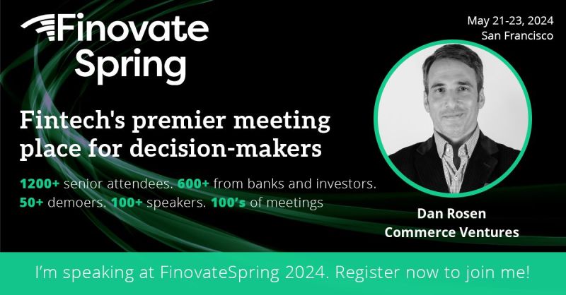 Excited to speak at FinovateSpring 2024 (May 21-23 at the Marriott Marquis San Francisco, CA)! If you want to join, feel free to use my code FKV2476SPK to save 20%: shorturl.at/abNRX #Finovate #FinTech