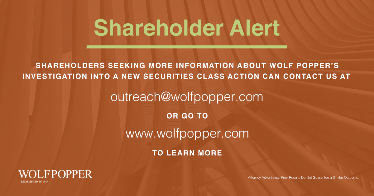 #Shareholder Alert: @WolfPopperLLP Announces Investigation on Behalf of #Investors in Xponential Fitness, Inc. (NYSE: $XPOF)
#securitieslitigation #classactionlawsuitlawsuit #shareholderactivism #lawfirm #securitiesclassaction #classactions #leadplaintiff
'Link in Comments'