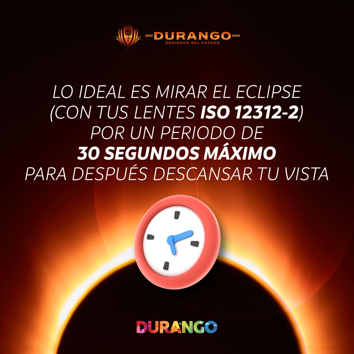 dgosectur's tweet photo. 🌕🌗🌘🌑Este 8 de abril queremos que disfrutes de este gran fenómeno astronómico, y también ¡queremos cuidarte!, por eso no olvides tus lentes ISO 12312-2, los cuales son indispensables para poder admirar la belleza que estos cuerpos celestes nos proporcionaran. 🌞🌜
#Eclipse2024 https://t.co/aX9b8v4LJ3