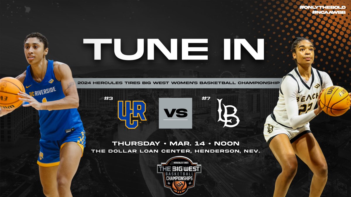 The Big West (@bigwestsports) on Twitter photo ๐พ๐๐ผ๐๐๐๐๐๐๐๐๐ ๐๐๐๐ ๐๐
We're kicking off the quarterfinals of the 2024 <a href="/HerculesTires/">Hercules Tires</a> Big West Women's Basketball Championship with a matchup between <a href="/UCR_WBB/">UCR Women's Basketball</a> and <a href="/LBSUWBB/">Long Beach State Women's Basketball</a>!
๐: Noon PST
๐บ: <a href="/ESPNPlus/">ESPN+</a>
#OnlyTheBold x #NCAAWBB ๐พ๐๐ผ๐๐๐๐๐๐๐๐๐ ๐๐๐๐ ๐๐
We're kicking off the quarterfinals of the 2024 <a href="/HerculesTires/">Hercules Tires</a> Big West Women's Basketball Championship with a matchup between <a href="/UCR_WBB/">UCR Women's Basketball</a> and <a href="/LBSUWBB/">Long Beach State Women's Basketball</a>!
๐: Noon PST
๐บ: <a href="/ESPNPlus/">ESPN+</a>
#OnlyTheBold x #NCAAWBB