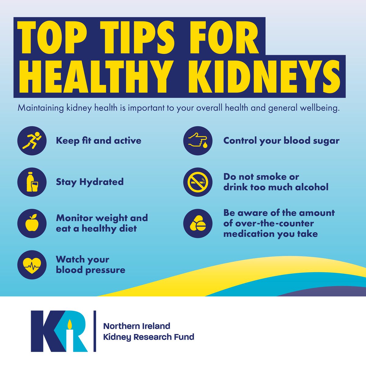 We're focusing on #kidneyhealthforall today on #WorldKidneyDay 💙

Here's our top tips for #HealthyKidneys 🥰 #happykidneys 👍

#nikidneyresearch #KidneysMatter #KidneyMonth #LightTheWay