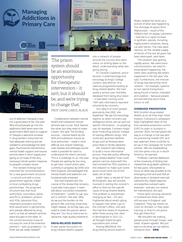 Thanks @DDNMagazine for coverage & @rcgp for the invite to @addictionprofs conference to talk abt Scotland's drug death crisis. With deaths increasing + super potent synthetic drugs we need an emergency response now. Without immediate action the devastation is unthinkable.