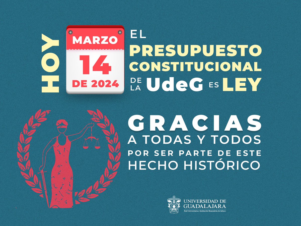 rvillanueval's tweet photo. Hoy, 14 de Marzo de 2024, es uno de los días más importantes en los 231 años de historia de esta Universidad. 

Ahora sí y para siempre, con la firma del decreto que dota de un presupuesto constitucional a la UdeG, podremos planear y garantizar que más jóvenes puedan estudiar en nuestras aulas, porque en nuestra Universidad tenemos en nuestro ADN acercar la educación a todas las y los jóvenes sin distingo de condiciones socioeconómicas.

Con gran orgullo puedo decir que este logro es de las y los universitarios: estudiantes, maestros y trabajadores administrativos que nunca han dejado de luchar. Entendemos a esta autonomía como una alta responsabilidad, no como un gran privilegio.

A todas las autoridades de Jalisco gracias por convertir esta lucha social en una política de estado. 
Como jalisciense, como padre, por mis hijas y por todas las futuras generaciones, GRACIAS… ¡Muchas gracias!