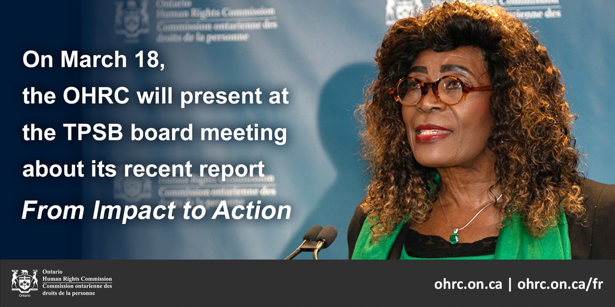 The OHRC looks forward to working with Black communities, the TPS and TPSB to implement the OHRC's final inquiry report recommendations. A consensus-building approach will help create meaningful changes for Black communities. #HumanRights