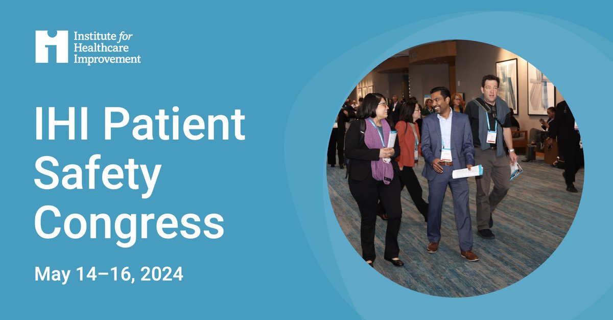 Are you experiencing burnout as health care worker? Re-energize your focus on #patientsafety and connect with like-minded peers at IHI Patient Safety Congress in Orlando, FL, USA from May 14–16, 2024. Secure your spot at #IHICongress today: shorturl.at/qxFY8