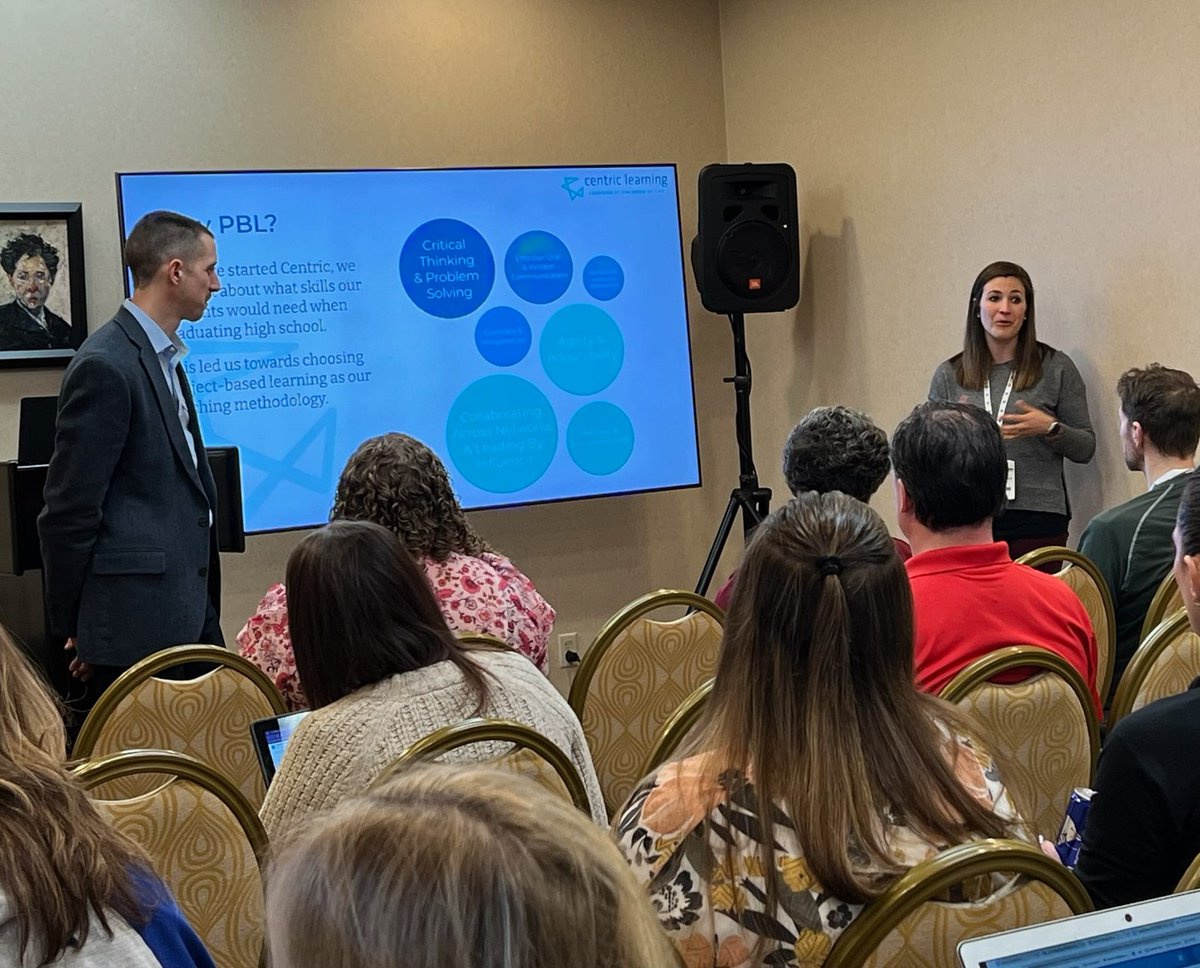 Brett and Alecia presenting about Project-based Learning (PBL) in one of our breakout sessions.  #MACUL2024 #EducationalSolutions #OnlineSchool #CreditRecovery #PBLCurriculum #MichiganSchool