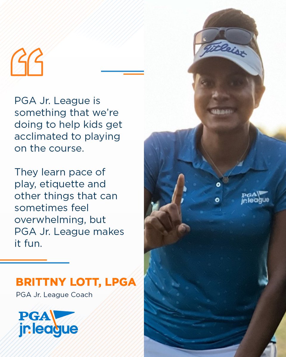 Golf is fun for all ages.🧡 LPGA Golf Professional and #PGAJrLeague Coach, Brittny Lott, knows this best. As a coach, she enjoys working with junior golfers and inspiring the next generation through the game of golf!