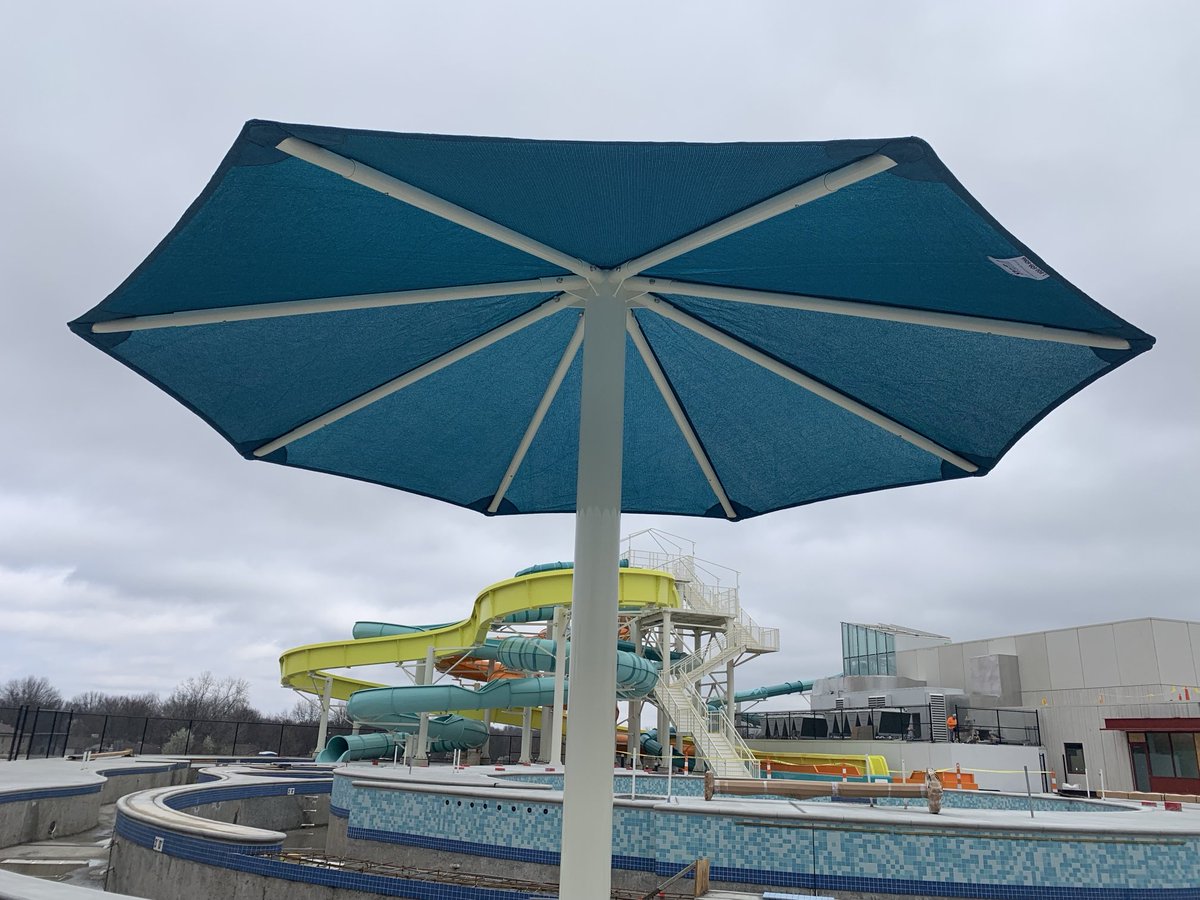Umbrellas are going up around the lazy river at the New Blue Surf Bay Waterpark. ⁦<a href="/McCownGordon/">McCownGordon</a>⁩ ⁦<a href="/BlueSpringsPark/">Blue Springs Parks</a>⁩