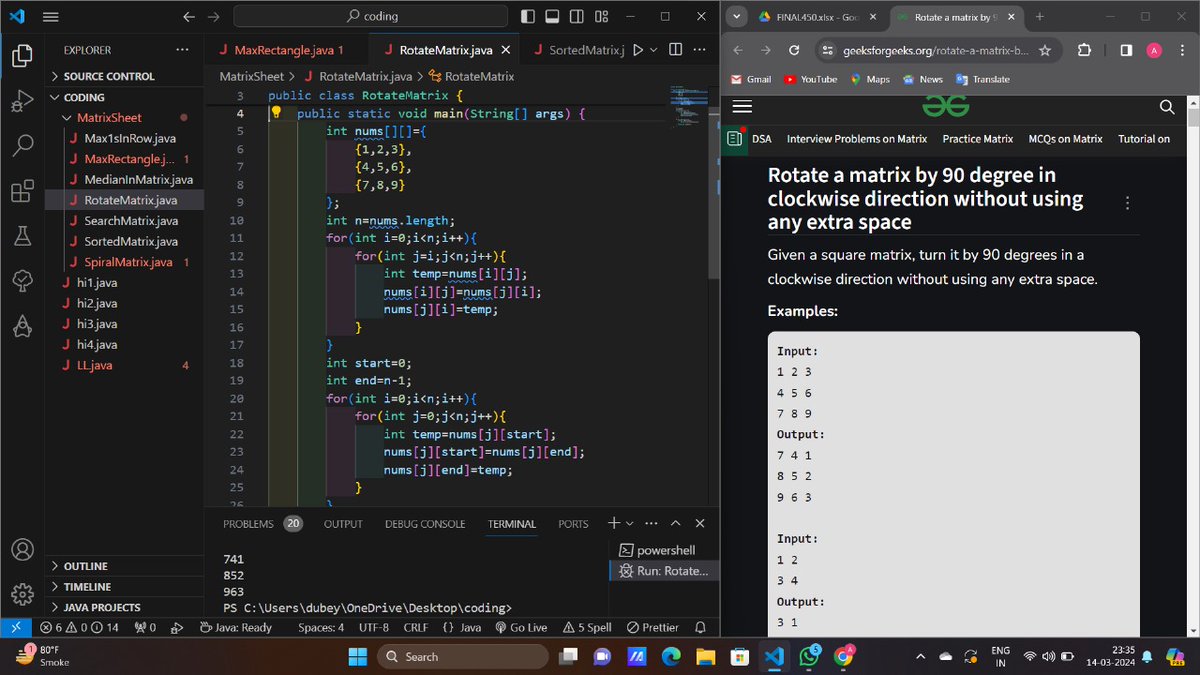 Anant_990's tweet photo. Day (58 &amp; 59 / 100) of #100DaysOfCode 
☑️ Did 2 Q'ns on 2D Array
🔷 Rotate a matrix by 90 degree
🔷 Kth element in Matrix
☑️ Make hand notes of
🔵 HashSet
🔵 HashMap
(Q solving is remaining)
☑️ Started Learning new Chp in maths 
#DSA #Java
#webdev
#codingjourney 
#GrowEachOthers https://t.co/EUHMs7eoVS