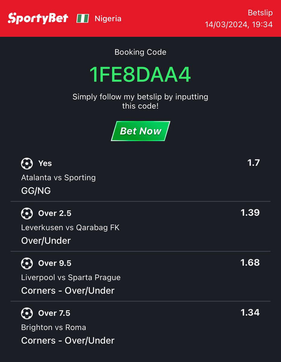 fdo_tips's tweet image. Todays free prediction 

Odds: 5.00
SportyBet: 1FE8DAA4

75% winning chance 

Like follow and retweet for more free games