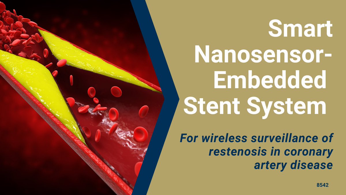 GaTechOTL's tweet photo. #AvailableForLicense: A smart nanosensor-embedded #stentsystem provides long-duration, real-time detection of #restenosis. This implantable wireless system offers continuous surveillance & reduces cost
#coronaryarterydisease #coronarystent @MEGeorgiaTech
https://t.co/vnIXYfvtMK https://t.co/bm6PtbAVE3