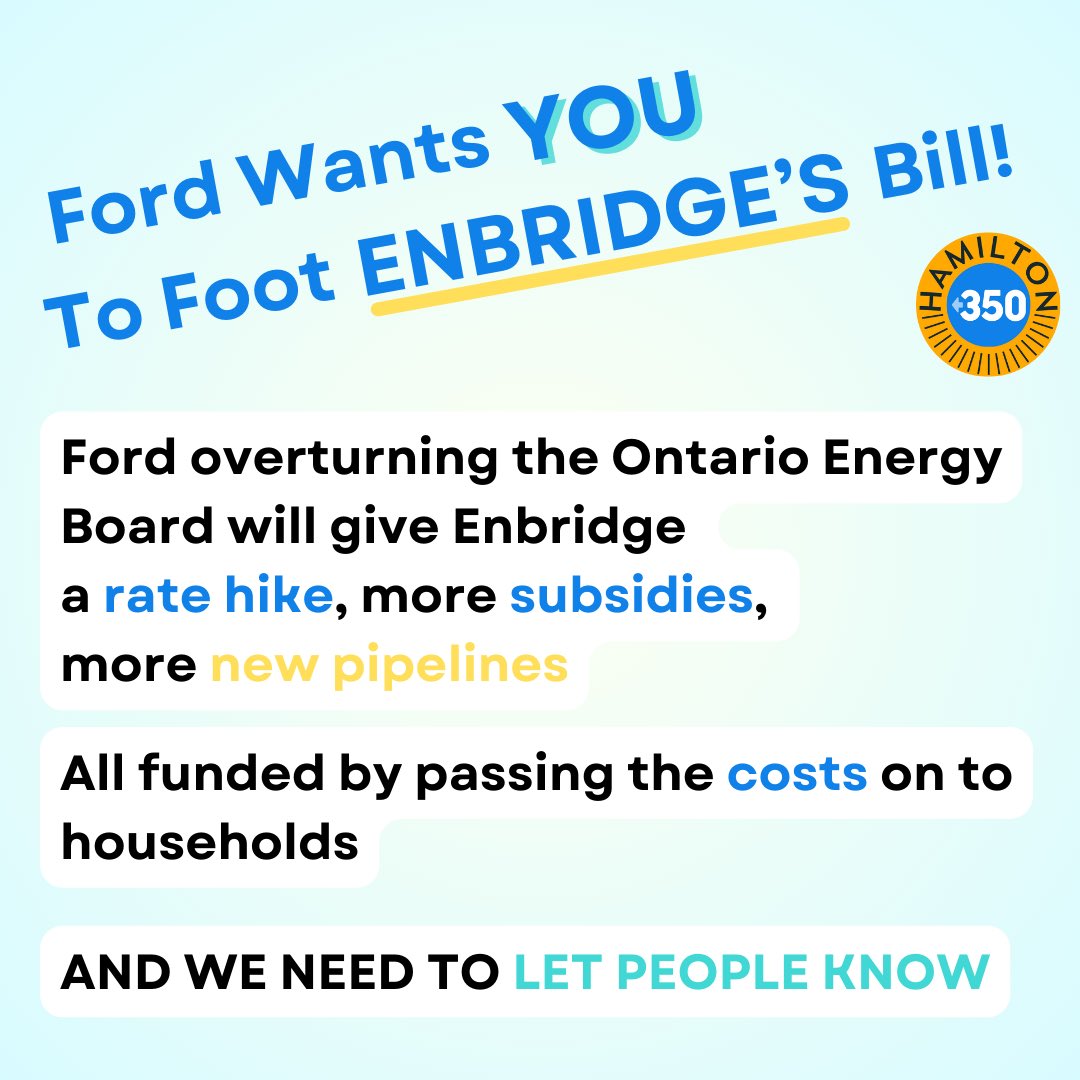 📣Join us as we hit the streets to let #HamOnt know about this terrible decision to raise bills & lock in new polluting gas! 🔥 SATURDAY MARCH 16TH @ 11AM Starting this weekend in Dundas Meet at the corner of King St W & Church St, then we'll flyer our way to downtown Dundas