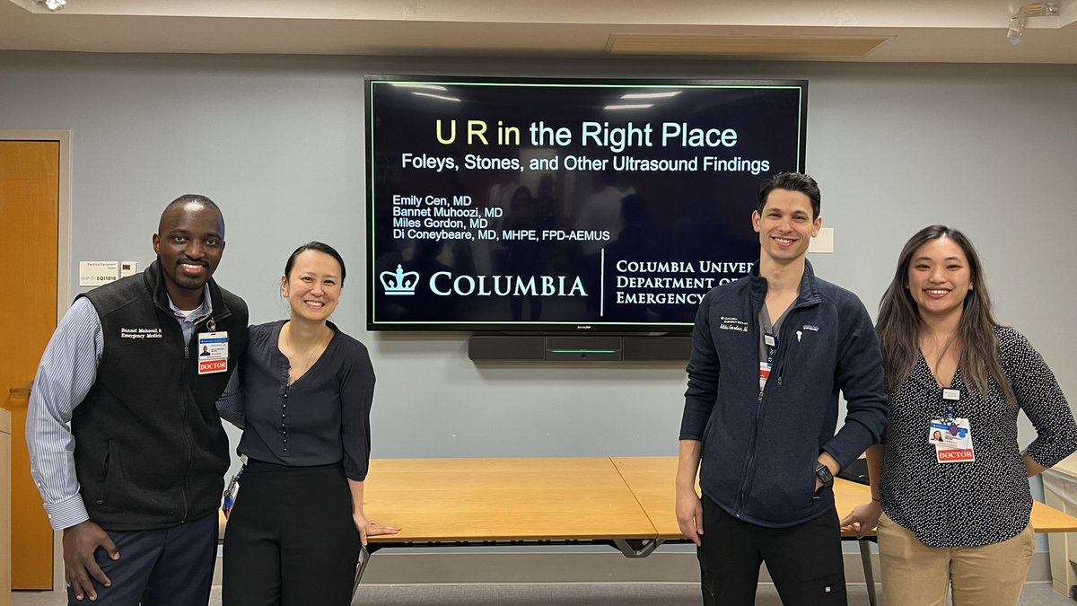 Columbia Urology (@columbiaurology) on Twitter photo Huge thank you to <a href="/ColumbiaEM/">Columbia Emergency Medicine</a> faculty for giving an awesome workshop to our residents on point of care 🏥ultrasound this morning.
We are so lucky to be surrounded by such talented and inspiring colleagues: Drs. Coneybeare <a href="/DiConeybeare/">Di Coneybeare</a>, Cen,
Muhoozi <a href="/Bannetm/">Bannet Muhoozi</a> & Gordon <a href="/MilesPG/">Miles</a> Huge thank you to <a href="/ColumbiaEM/">Columbia Emergency Medicine</a> faculty for giving an awesome workshop to our residents on point of care 🏥ultrasound this morning.
We are so lucky to be surrounded by such talented and inspiring colleagues: Drs. Coneybeare <a href="/DiConeybeare/">Di Coneybeare</a>, Cen,
Muhoozi <a href="/Bannetm/">Bannet Muhoozi</a> & Gordon <a href="/MilesPG/">Miles</a>