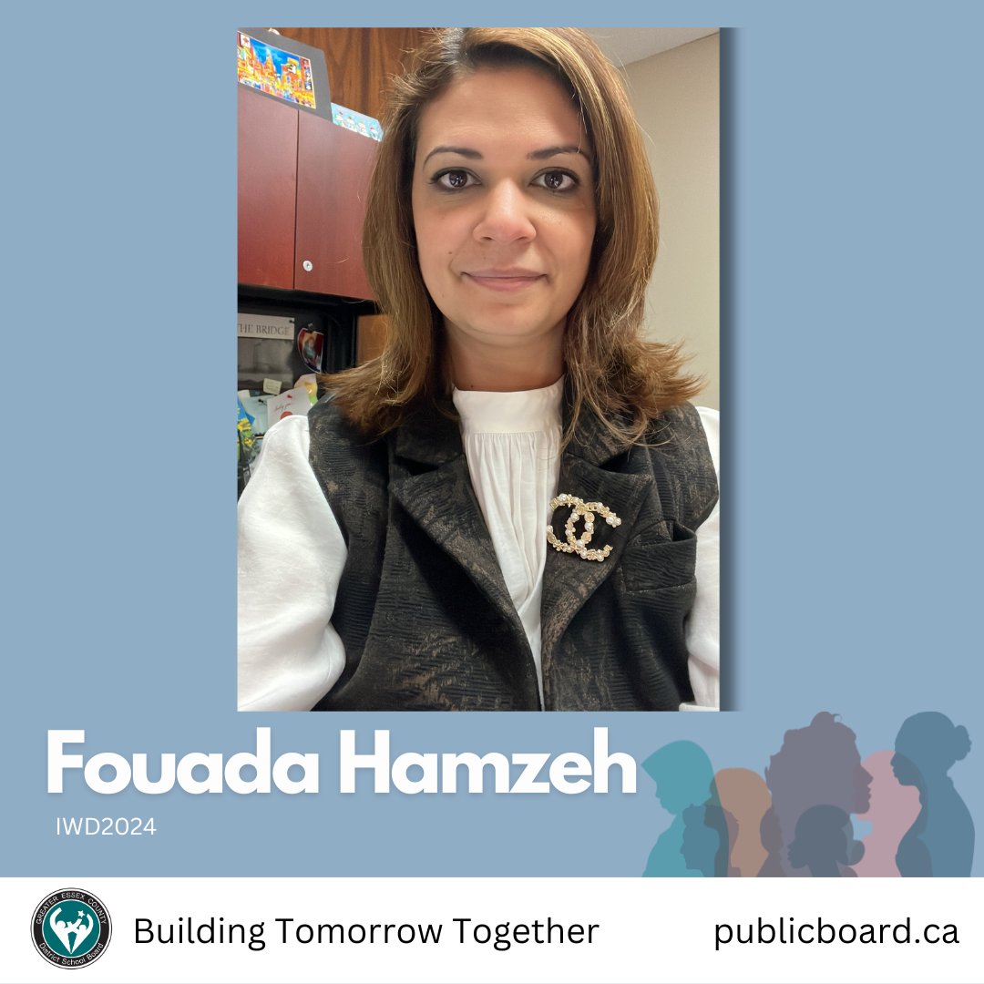 Throughout March of 2023, we introduced some of the outstanding women who learn and work at the GECDSB. We will be continuing to highlight them in 2024. #IWD2024 Fouada Hamzeh has been an educator with the GECDSB for twenty three years as a Secondary Teacher, Teacher Consultant