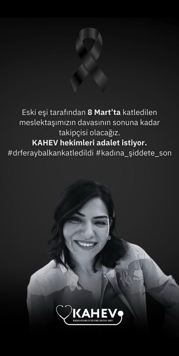 drreyhanka's tweet photo. Kadına şiddet sağlıkta şiddet BİTMELİ!
Eski eşi tarafından 8 Martta katledilen meslektaşımızın davasının sonuna kadar takipçisi olacağız.
KAHEV hekimleri adalet istiyor.
#drferaybalkankatledildi
#kadına_şiddete_son 
@saglikbakanligi 
@adalet_bakanlik 
@RTErdogan https://t.co/BArAX82pki