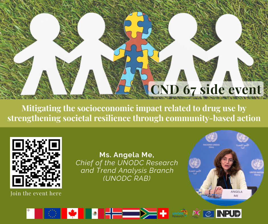 On 18/3 during 🇲🇹’s #CND67 side event, Angela Me, Chief of the @UNODC Research and Trend Analysis Branch, will provide an overview of research conducted for the #WorldDrugReport2020, which focused on socioeconomic factors & links to drug use disorders @MFETMalta @MinisterIanBorg
