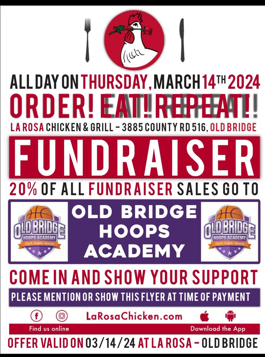 Don't cook or order anyplace else today! DINE IN/OUT @ LA ROSA CHICKEN &amp; GRILL OB &amp; MENTION US! Thanks for the support. 🍴🍗🌞📣🏀