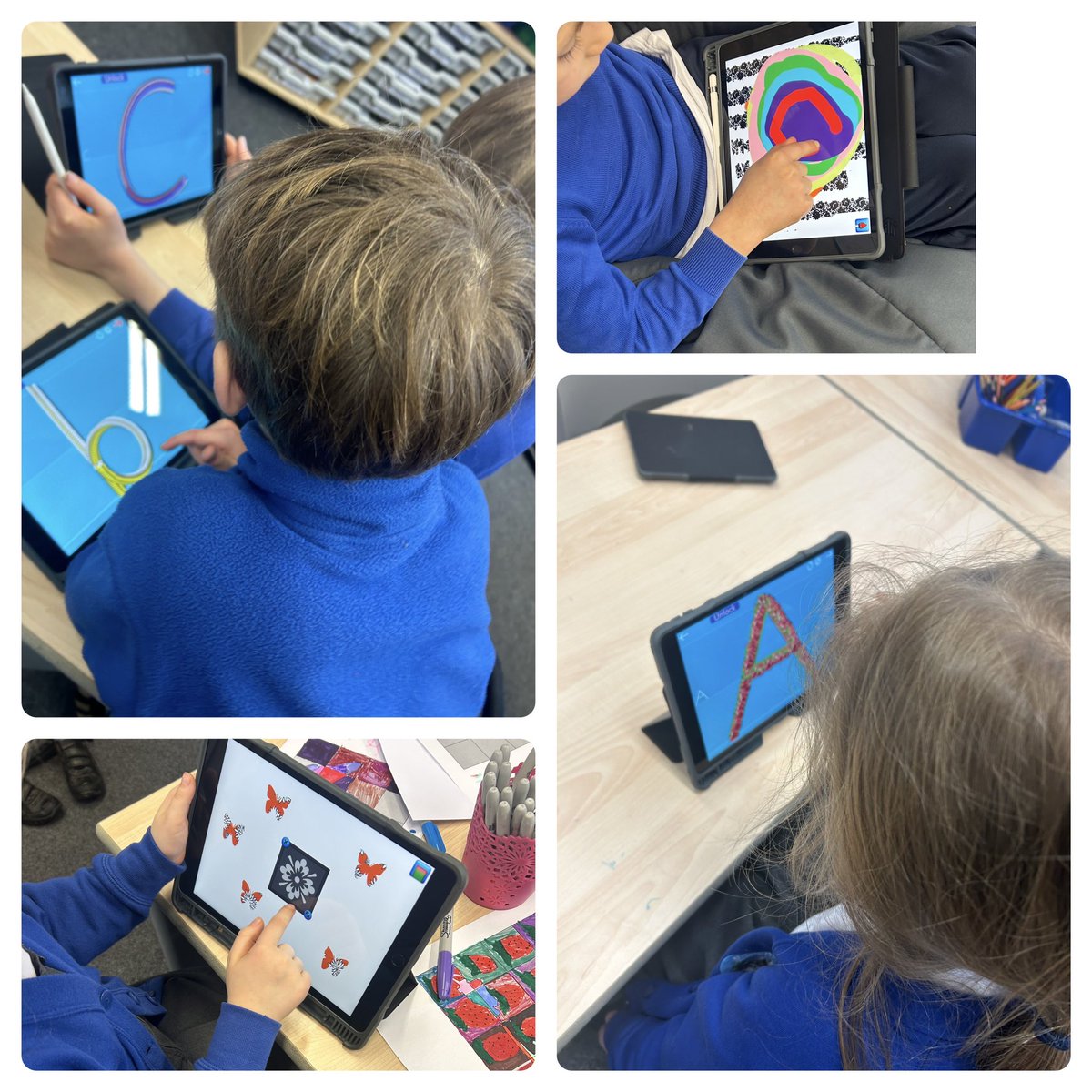 Today during our digital club the children explored a new app (Writing Wizard) and designed Easter cards on Draw and Tell. @duckduckmoose @digilearnpkc #digiabernyte