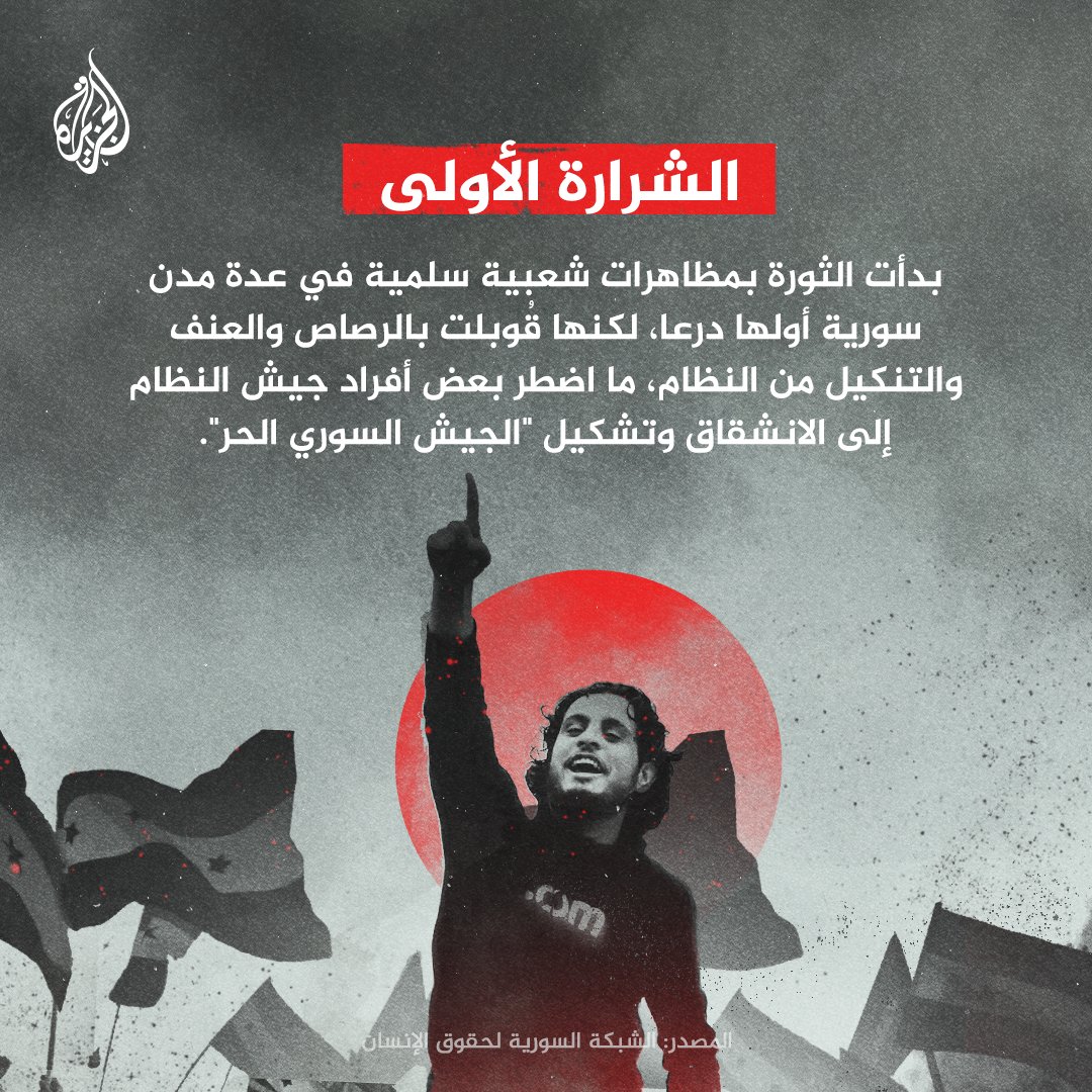 AJArabic's tweet photo. 13 عاما على الثورة السورية.. تعرف على أبرز المحطات في مشوار الثورة السورية https://t.co/eG290jHGkv