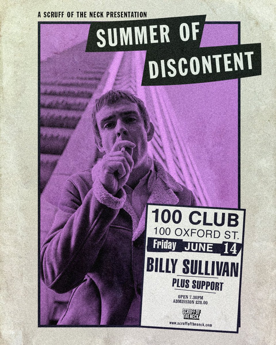 TICKETS ON SALE TOMORROW MORNING 🚨 A reminder that tickets for my show at @100clubLondon on Friday 14th June go on sale tomorrow morning at 10am! Looking forward to seeing you all there 🎟️: linktr.ee/BillySullivan