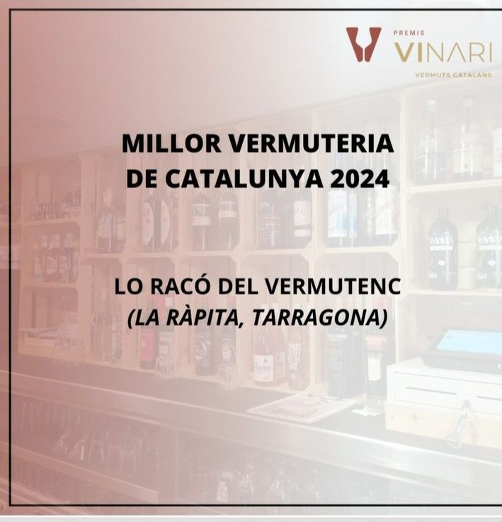 mesrapita's tweet photo. Felicitats Lo Racó del Vermutenc, guanyador del premi Vinari, a la Millor vermuteria de Catalunya #OrgullRapitenc #JoSocVermutenc https://t.co/Pzg6iVoiWi