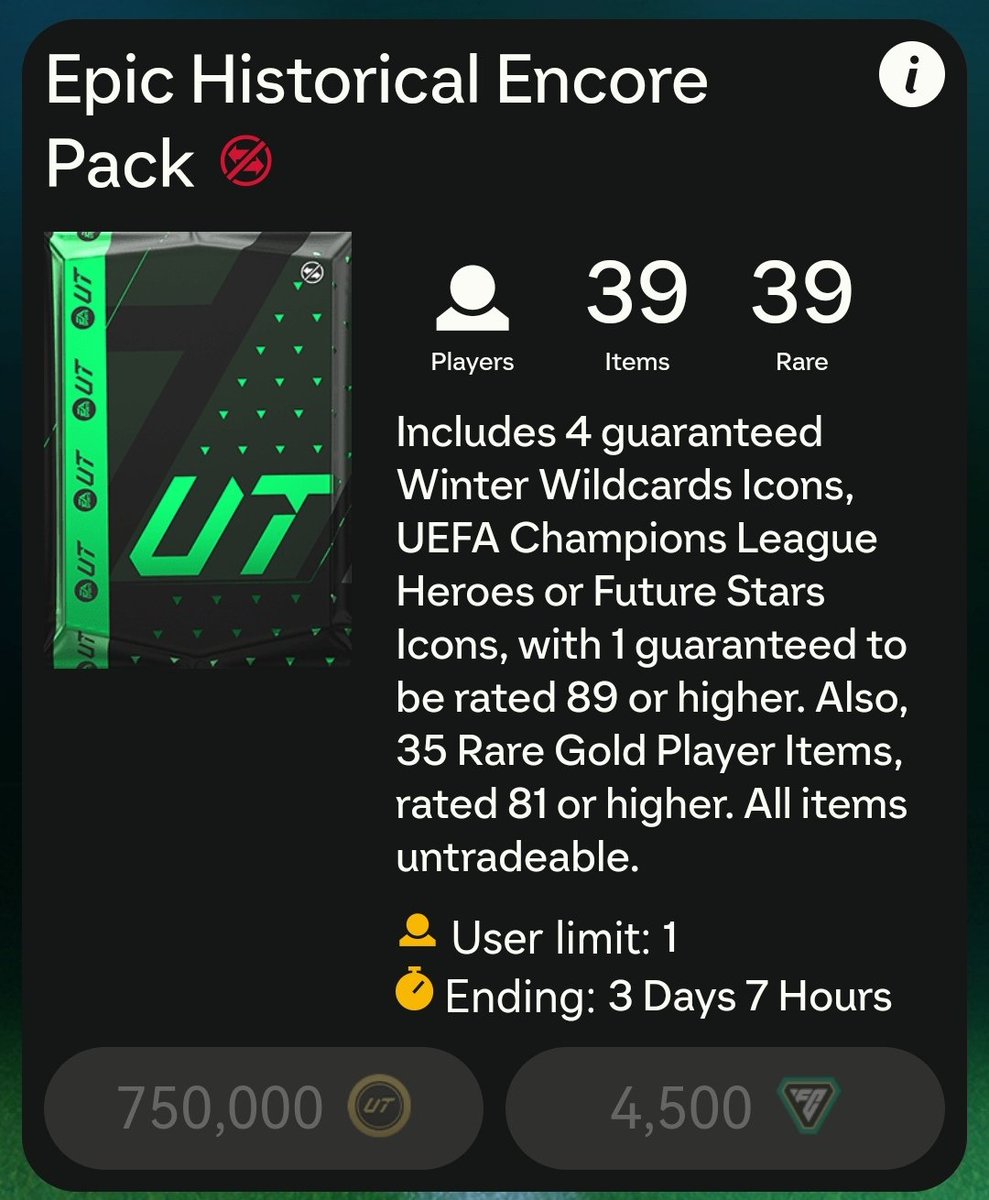 FutXpert's tweet photo. 🚨 LAST CHANCE for FC Points for this 750K pack with a 100% guaranteed FOUR ICONS ⚪

-RT
-Follow @FUTXPERT 👑
-Interact with pinned tweet for extra entry ✅

Winner soon 📩

#FC24 #EAFC https://t.co/1N7vvPekxx