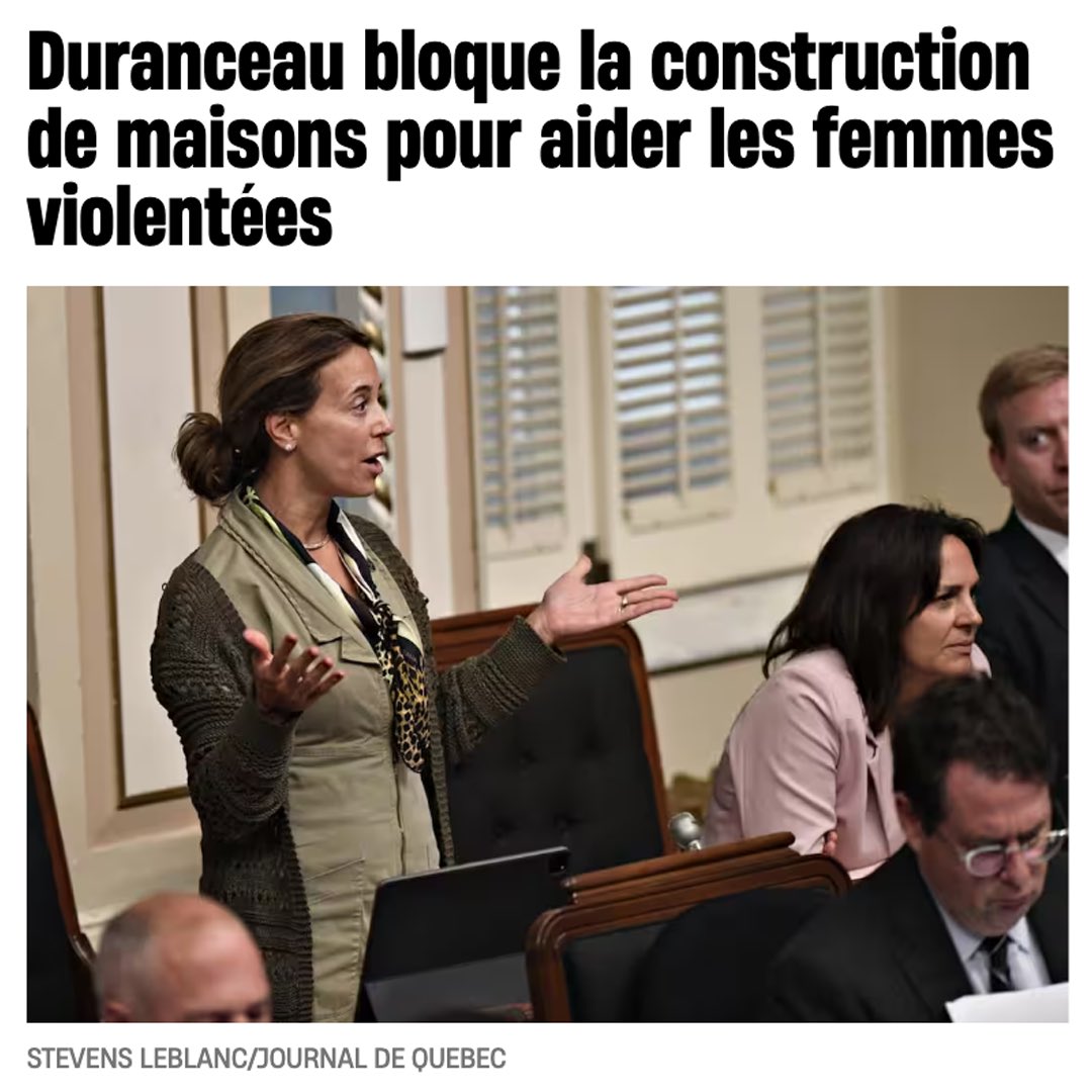 Je suis tellement en colère. La ministre Duranceau lève le nez sur des années d’engagement et de travail d’une communauté au complet qui a à cœur de protéger les femmes victimes de violences conjugales. C’est tellement méprisant pour ma région. #polqc #Assnat