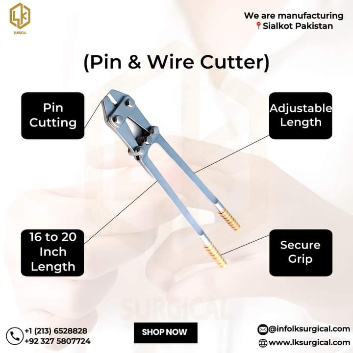 🔍 “Precision Surgical Instruments for Ortho & Spine: Introducing Our Pin & Wire Cutter!” 🔍

📞 Contact Us: +1 213-652-8828 📧 Email: info@lksurgical.com

🔗 Hashtags: #Orthopedics #SpineSurgery #MedicalInstruments #SurgicalTools #PrecisionCutter #HealthcareEquipment