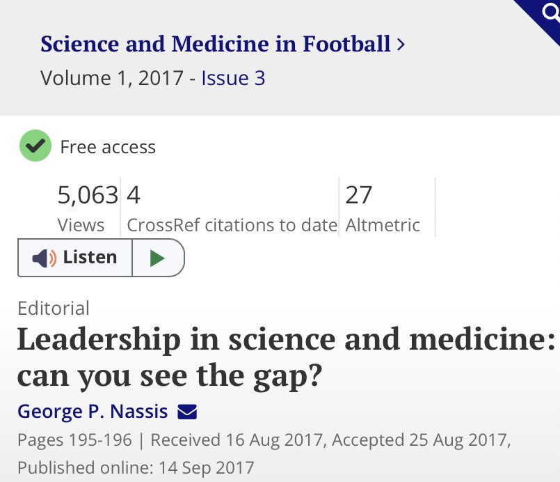 Leadership in sport science and medicine #OpenAccess @SciMed_Football #leadership tandfonline.com/doi/full/10.10…
