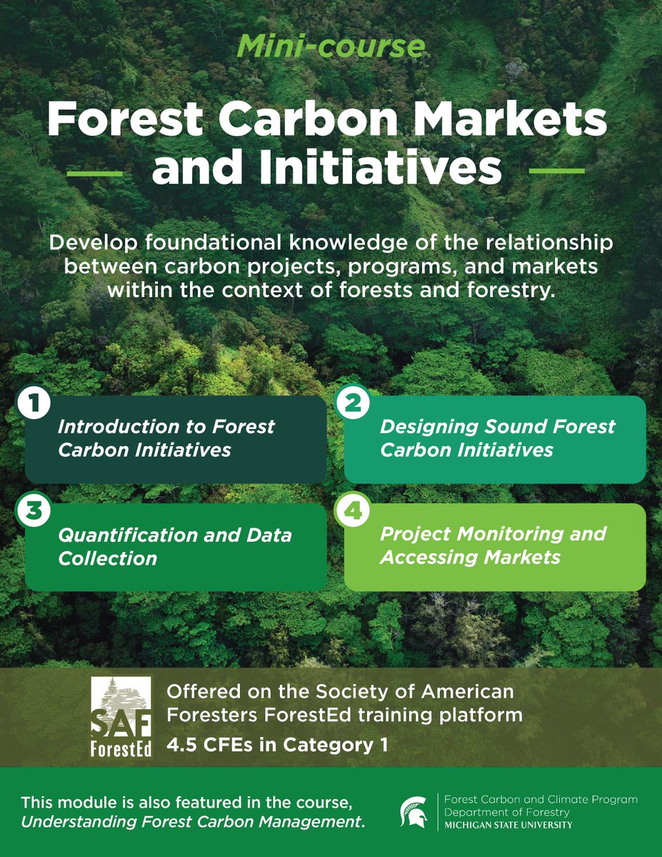 Dive into project guidelines and markets for high-integrity, rights-respectful #carbon projects in our mini-course, Forest Carbon Markets and Initiatives on @foresters ForestEd bit.ly/4a0VFnN