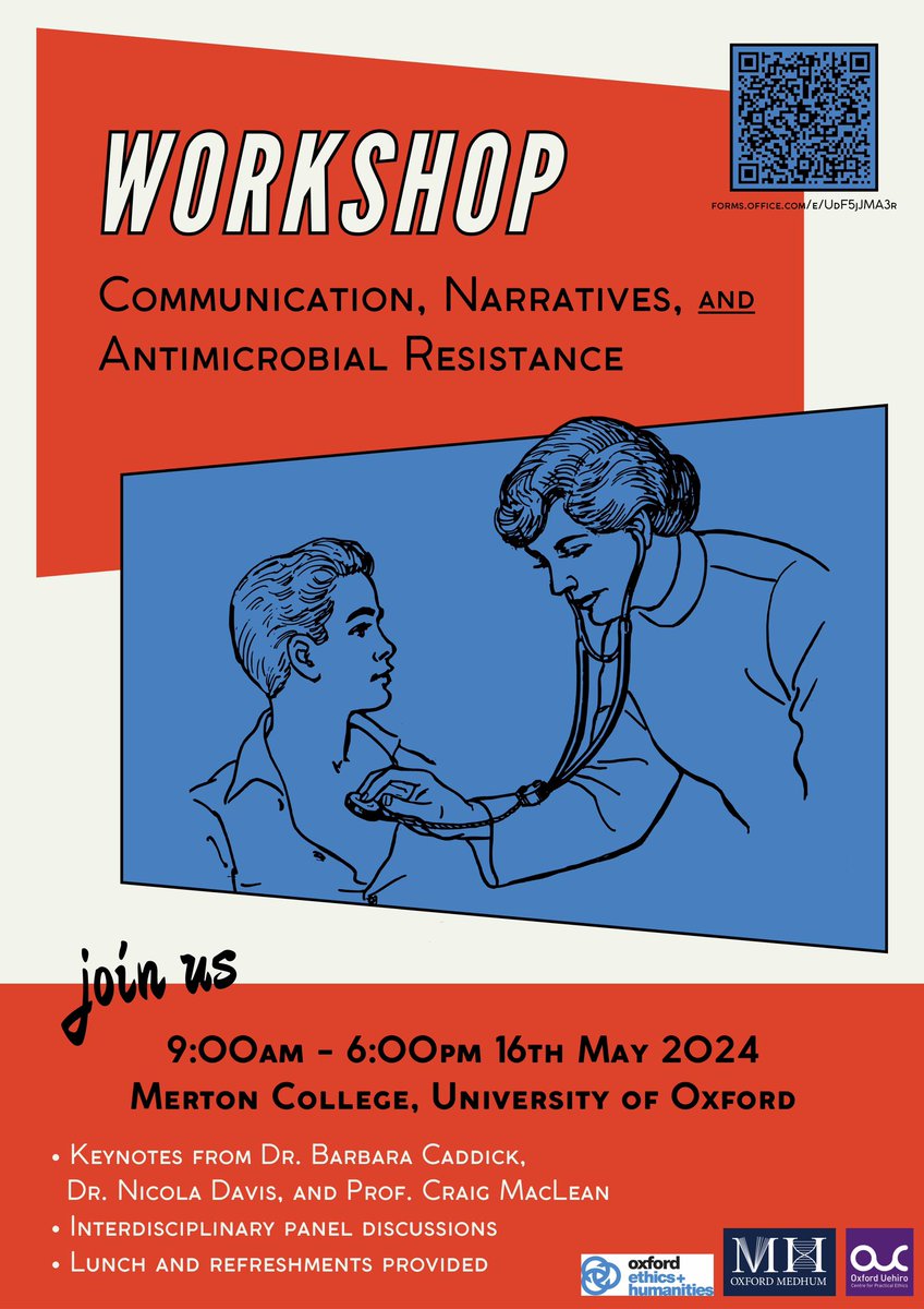 Very excited to announce our transdisciplinary AMR workshop 🎉 Join us to hear perspectives and discussion from patient activists, journalists, philosophers, microbiologists, historians, clinicians, policy makers, and artists. More info: torch.ox.ac.uk/event/communic…