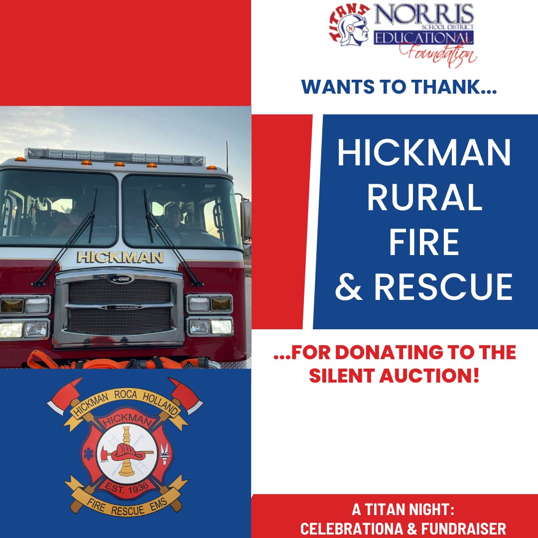 Hero's Adventure Day! Step into the boots of a firefighter with an exclusive tour and ride-along for the family at the Hickman fire station. To get a chance at this exclusive opportunity, Join us for a Titan Night Celebration! Sign up -->norrisfoundation.ticketspice.com/norris-foundat…