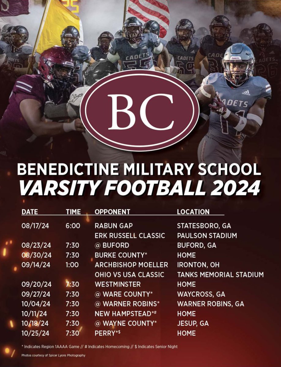 2024 Benedictine Military School Football! From Georgia Southern to Ohio, and everywhere in between! #thebc400 #NextLevelBC #Savannah