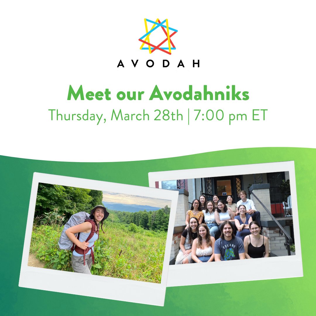 Join us on Thursday, March 28th for a virtual event where you can learn more about how Avodahniks across our program sites and cities are making change in the world! Visit the 🔗 to RSVP bit.ly/avodahniks