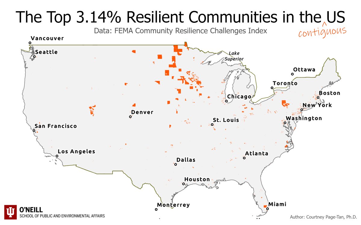 Happy #InternationalPiDay! Being a part of your community and having family, friends, and neighbors you can rely upon are driving forces of #communityresilience! FEMA O'Neill School of Public and Environmental Affairs #Resilience #Datavisualization #socialcapital