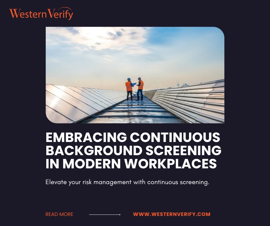 Discover the power of continuous background screening with Western Verify! Elevate your risk management strategy and promote a safe work environment. 

Learn more in our latest blog: westernverify.com/continuous-bac…

 #BackgroundScreening #RiskManagement