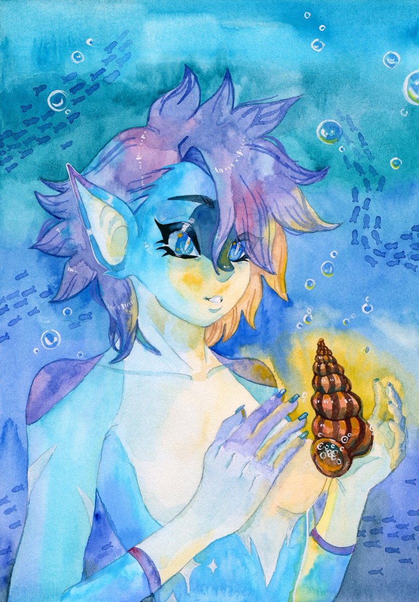 Commission for <a href="/coffeeismee/">Coffeeisme</a> 🐚

#art #watercolor #furry #sea