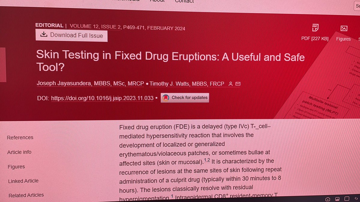 Repeat open application testing (ROAT) may be considered for fixed drug eruptions (FDE)