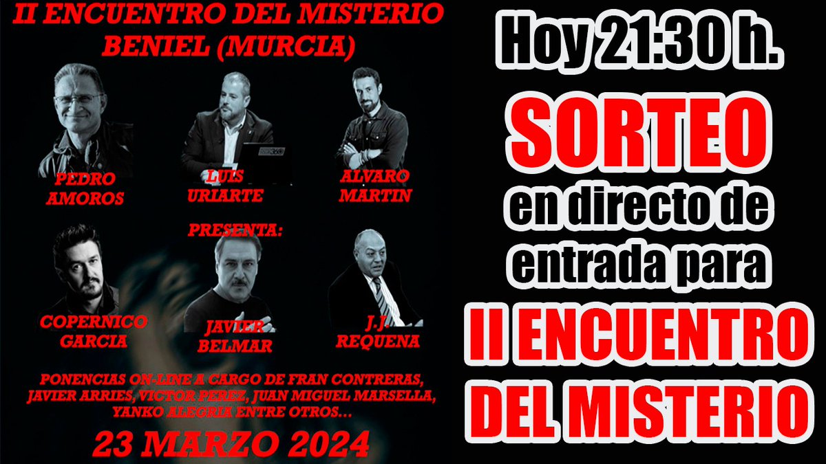 Hoy a las 21:30h  en el canal de <a href="/PLANO_7/">PLANO 7</a> :sorteo en directo de una entrada para el 2° Encuentro del misterio ¡No puedes faltar si no quieres perderte este gran evento!