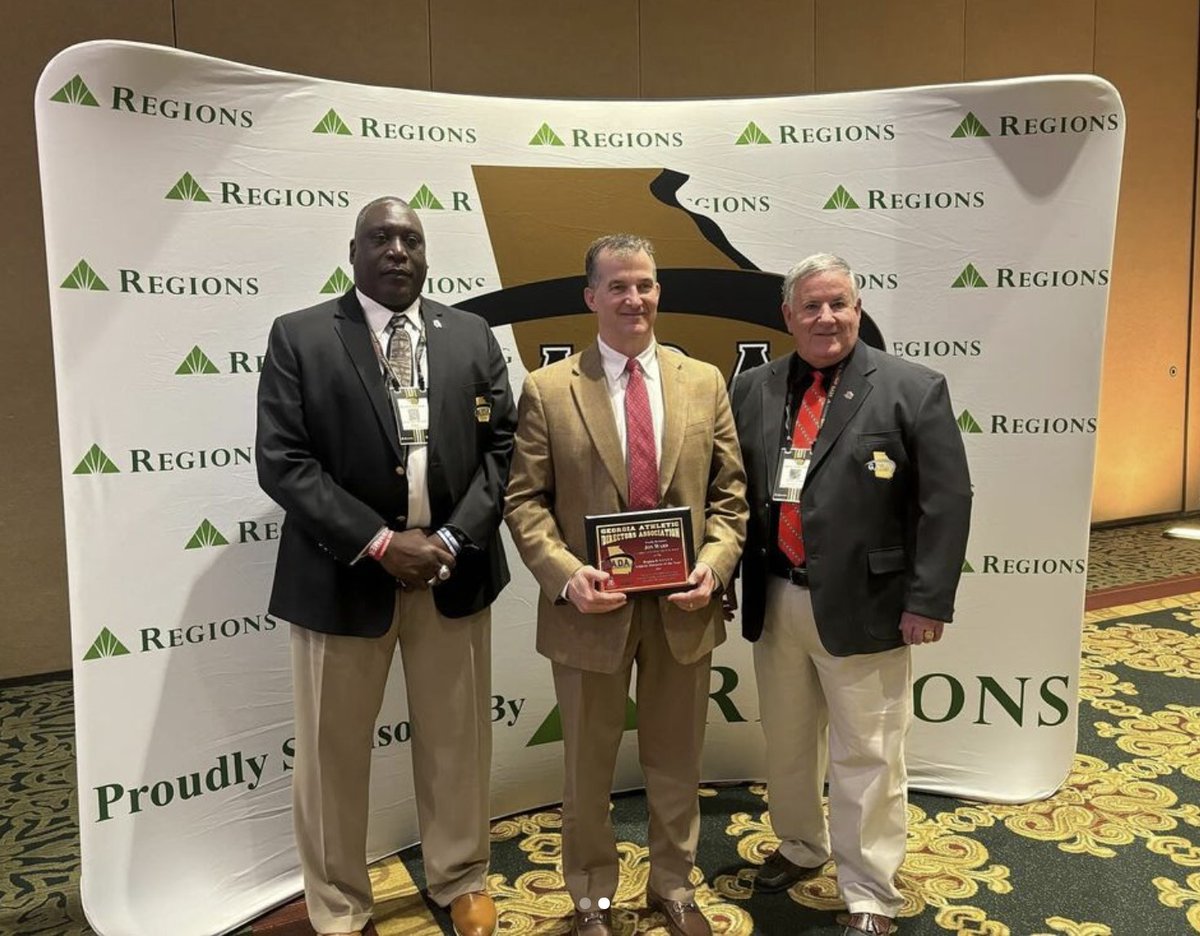 Congratulations to @clarkecentral Athletic Director Dr. Jon Ward on being recognized as both the GHSA Region 8 and overall GHSA Class 5A AD of the Year! Go Gladiators!