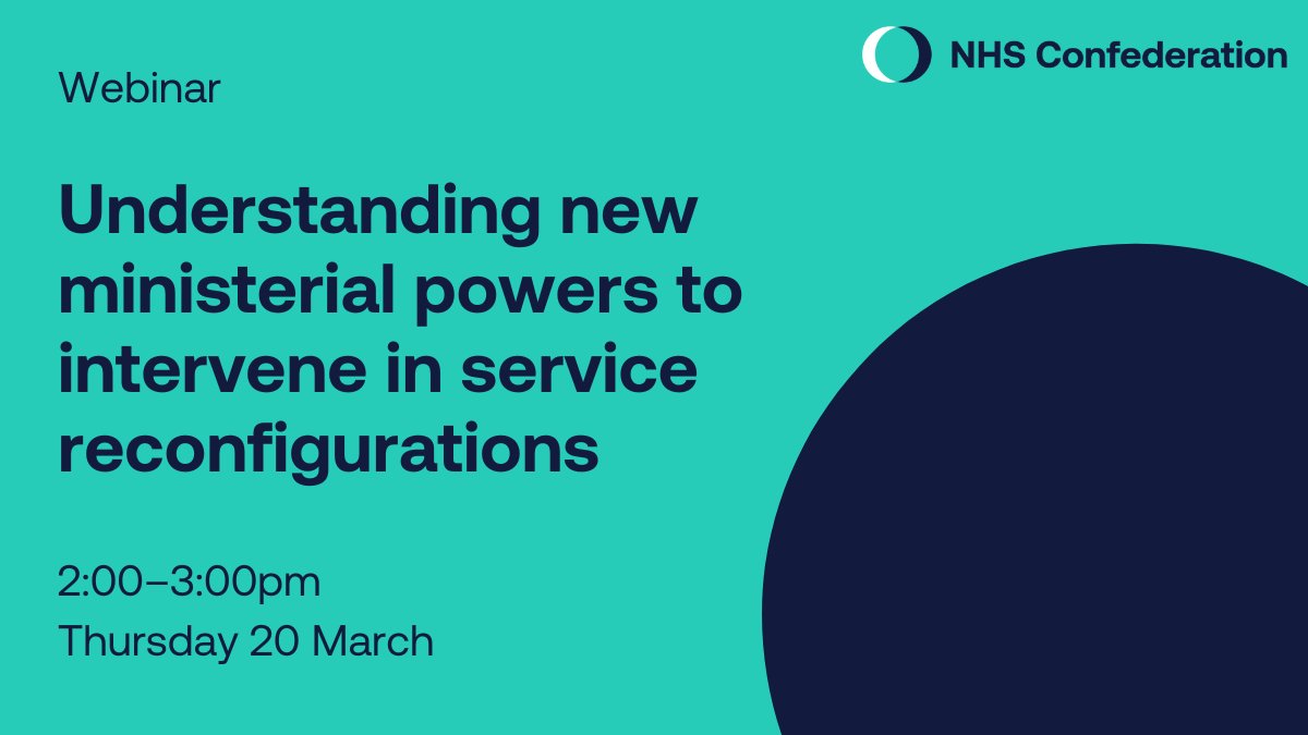 ⚠️ In January, the process for the Secretary of State (@VictoriaAtkins) to call in and intervene in service reconfigurations changed. Join us on Thursday 21 March for a workshop to explore the new process, guided by our legal partners @brownejacobson 👇 nhsconfed.org/events/underst…