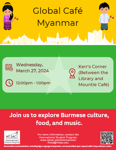mtsac_isp's tweet photo. Join our Global Cafe to learn more about Myanmar! https://t.co/588wLnaSVK