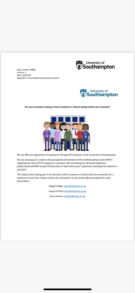 CobbyAbigail24's tweet photo. Hello all, please see research project I am undertaking as part of my masters.   Please see recruitment poster for an interesting study involving OT’s currently working in clinical practice.
@HallMdh @bowser_anita https://t.co/KzLpBT4CmO
