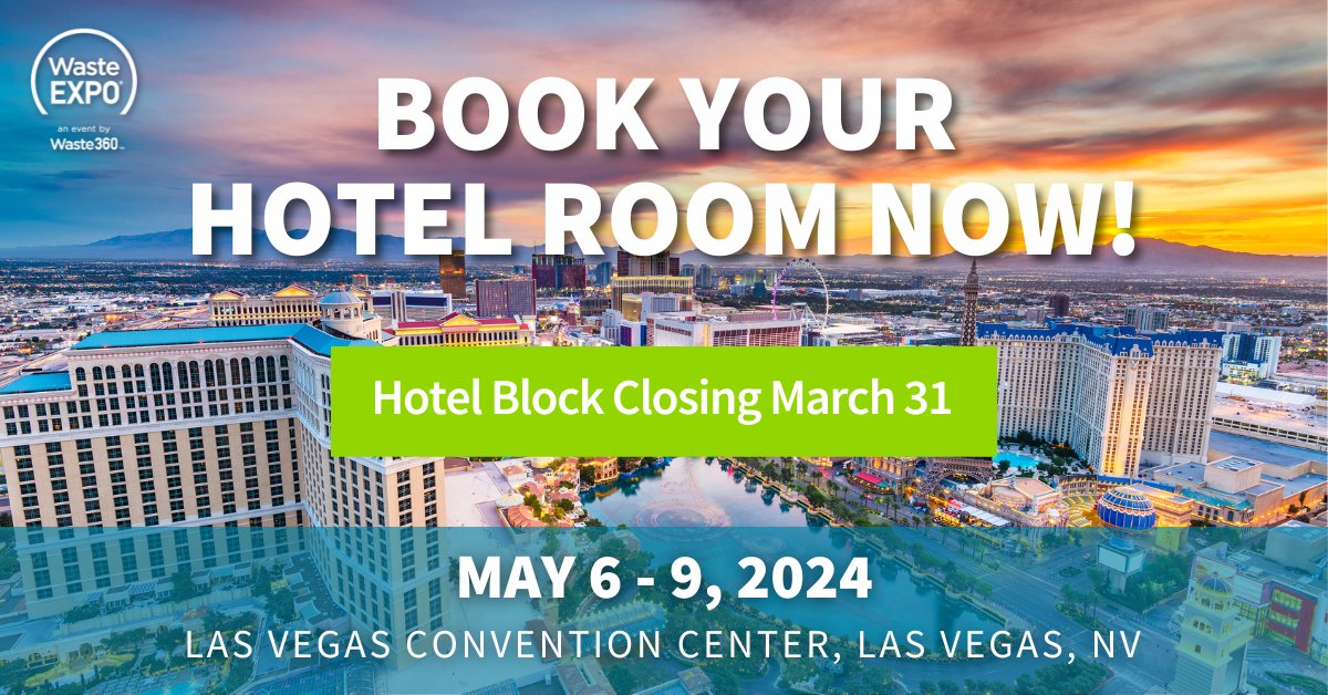 Hotels are filling fast for #WasteExpo 2024! Book in our official hotel block before March 31 to lock in the best rates on top hotels in Las Vegas! Book Your Hotel: utm.io/ugF3z