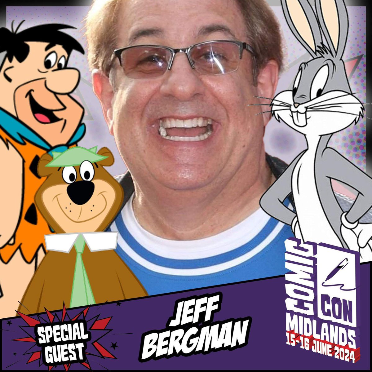 Comic Con Midlands welcomes Jeff Bergman, known for projects such as Loony Tunes, The Flintstones, Yogi Bear, and many more. Appearing 15-16 June! Tickets: comicconventionmidlands.co.uk