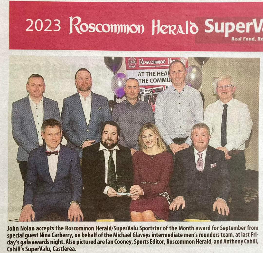 Our Mens Rounders Team were only delighted to be at the <a href="/RoscommonHerald/">Roscommon Herald</a> sports awards last Friday to receive our award for September Sports Star. Well done to all the recipients and thanks for a great night.