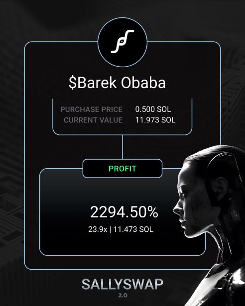 Another 20x for SallySwap users.

Experience the best Solana Discord trading bot - and it's not even close!

Join our Discord today to get started for free!