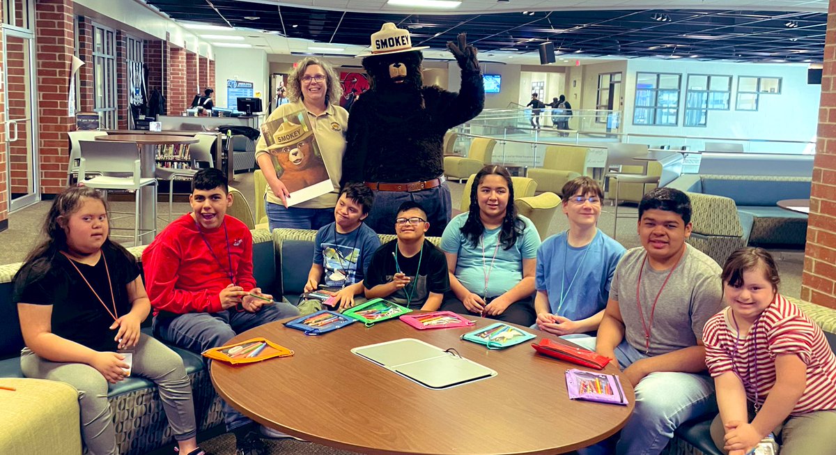 Visit from Smokey the Bear today and we were all smiles.